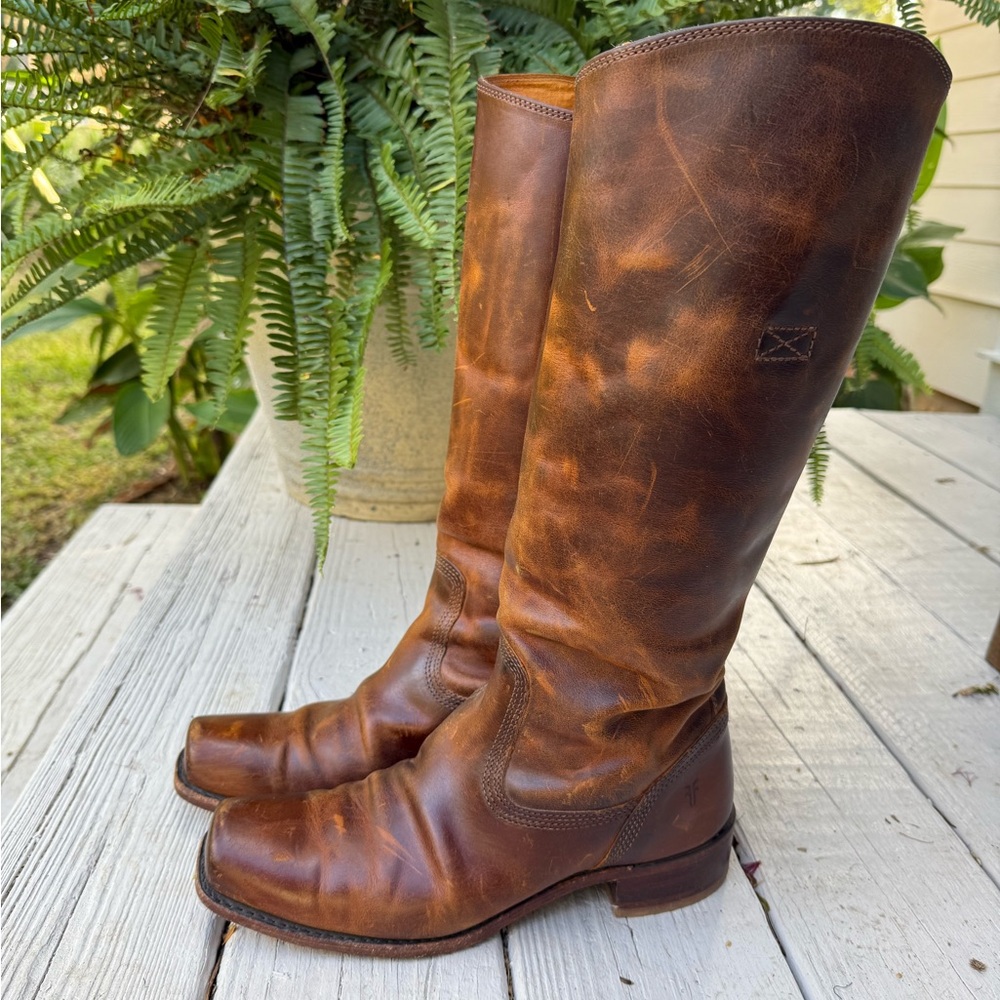 Frye Brown Leather boots. These are supposed to look vintage.